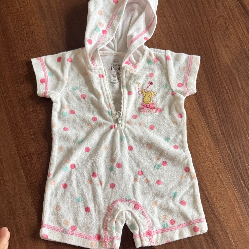 Disney White and Pink Polka Dot One Piece